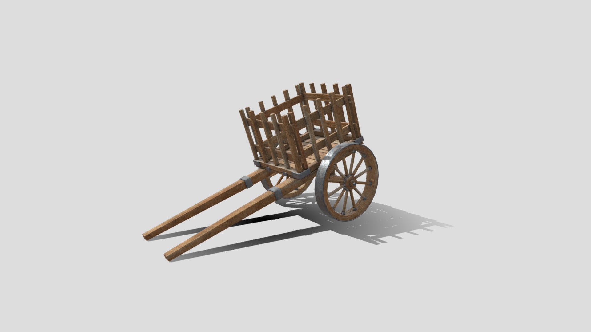 3D model Medieval Cart - This is a 3D model of the Medieval Cart. The 3D model is about a wooden cart with wheels.