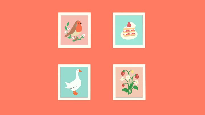 Wall Decor - lowpoly art - wall paintings 3D Model