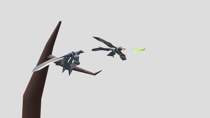 Microraptor diorama 3D Model