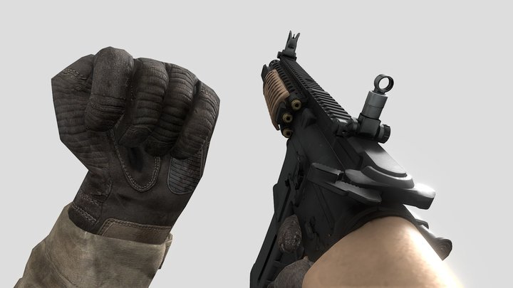 Animated Rifle 3D Model
