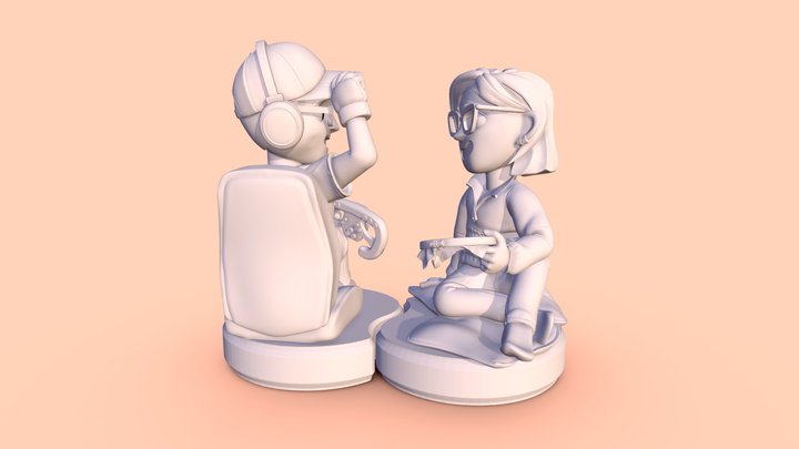 Katha & David Custom Amiibo 3D Model