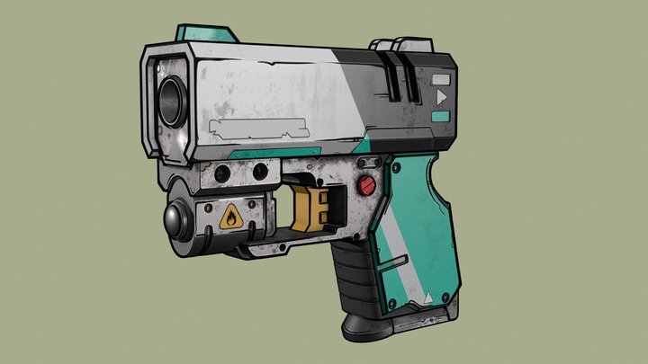 Gun Borderlands Style 3D Model