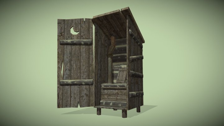 Wood Toilet Cabin 3D Model