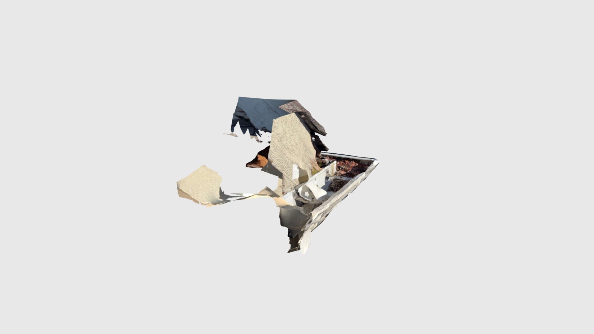 Damaged roof section