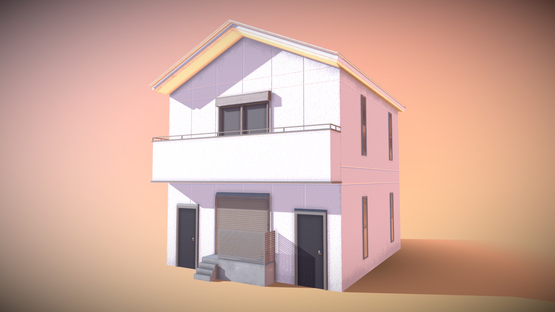 3D model Tokio Japanese House – Modular Low Poly - This is a 3D model of the Tokio Japanese House - Modular Low Poly. The 3D model is about a house with a garage.