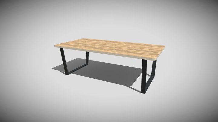 Industiral Wooden Table with Metal Legs – Modello 3D gratuito STL