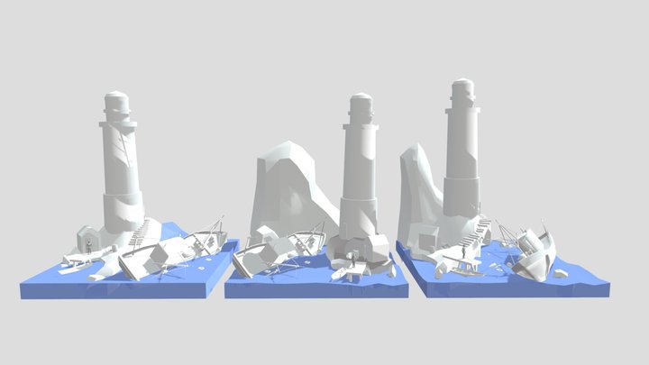 By The Ocean - Diorama and House blockout 3D Model