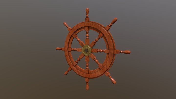 Ship steering wheel 3D Model
