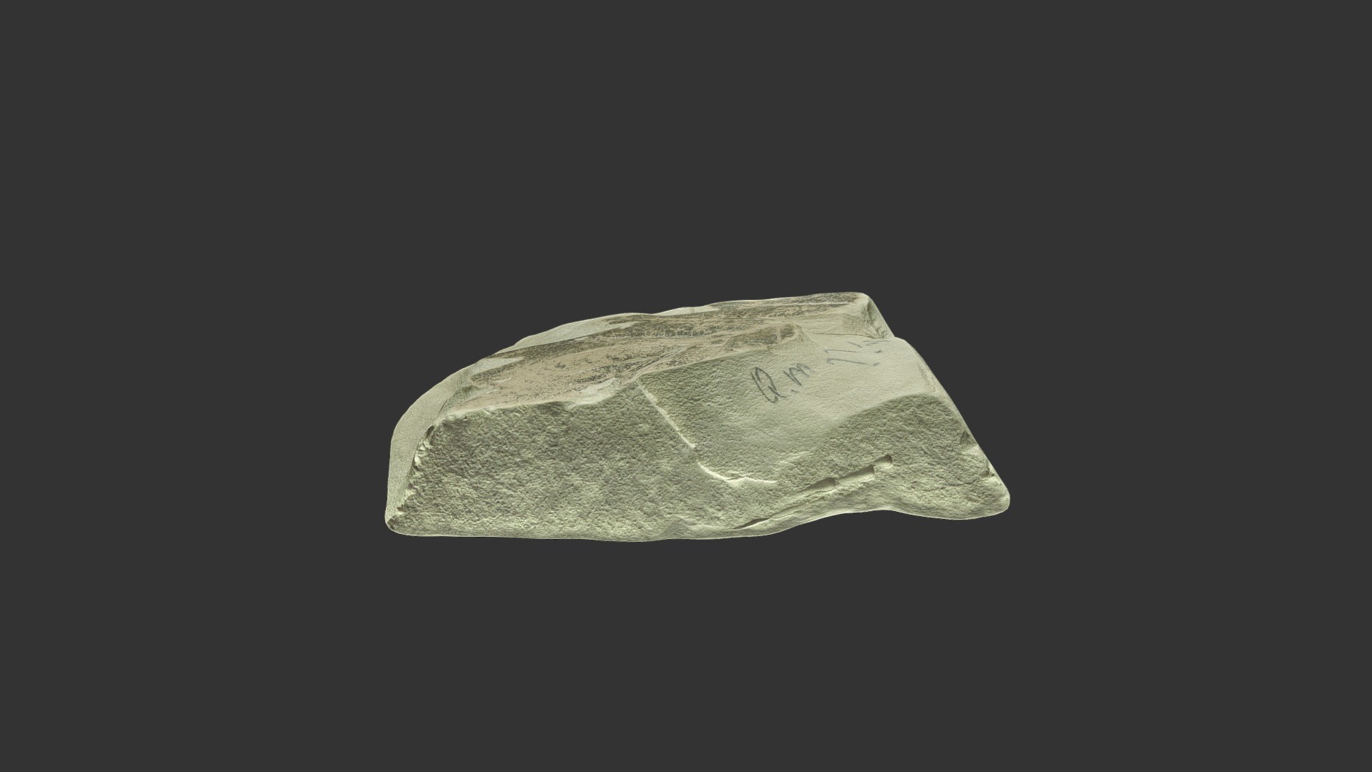 3D model Armenian old rock with leaf track - This is a 3D model of the Armenian old rock with leaf track. The 3D model is about a stone with writing on it.