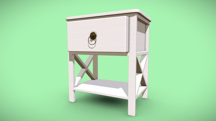 Wooden Bedside Table 3D Model