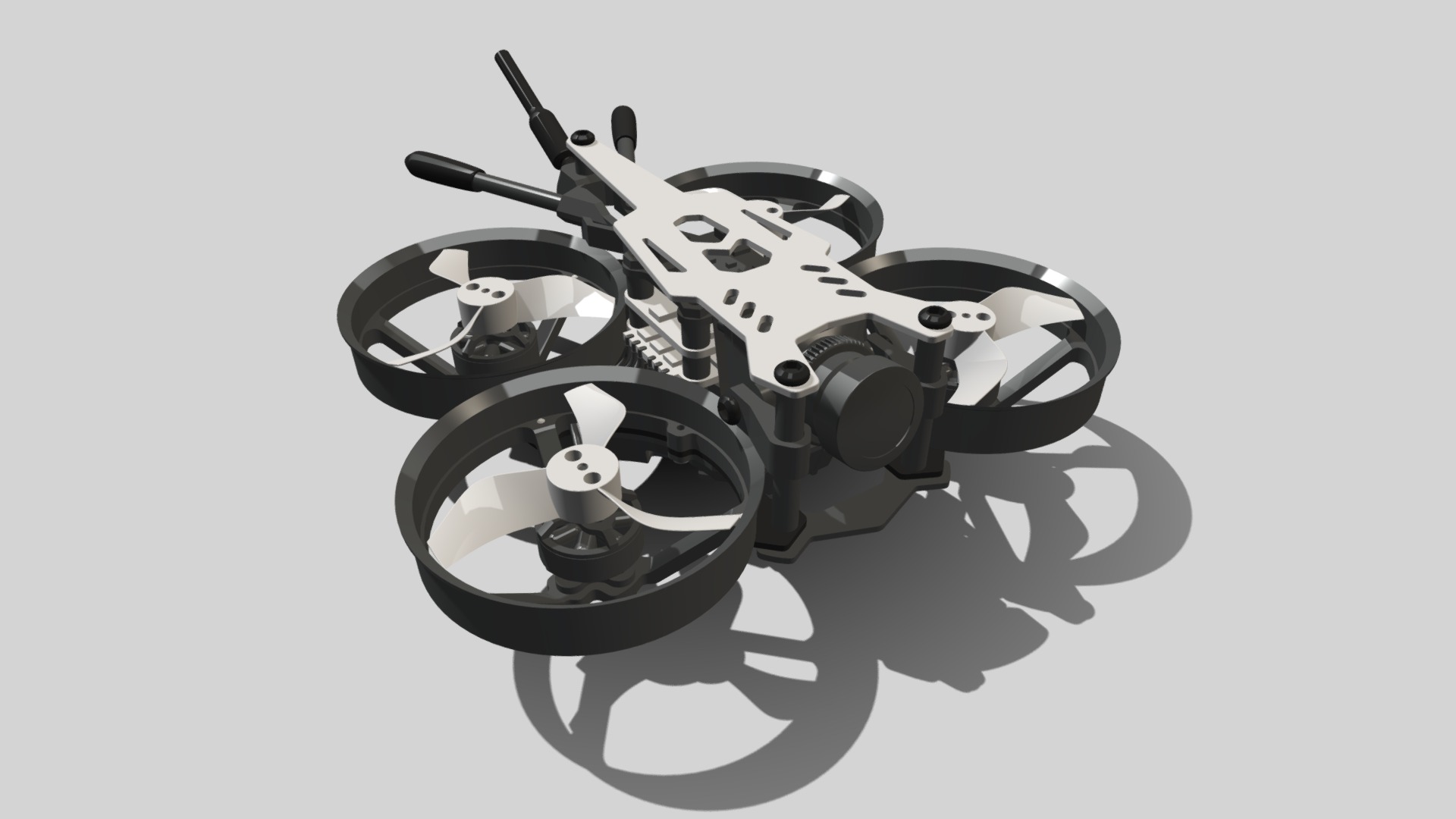 3D model Bionic dragonfly four-axis UAV aircraft - This is a 3D model of the Bionic dragonfly four-axis UAV aircraft. The 3D model is about a black and white steering wheel.