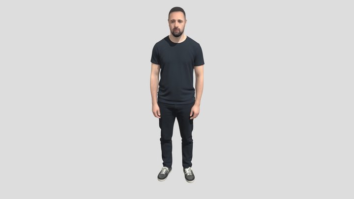 Full-Body Portrait of a Man in a Dark T-Shirt