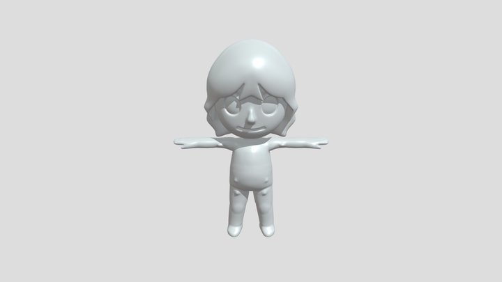 Cartoon character with blue hair 3D Model