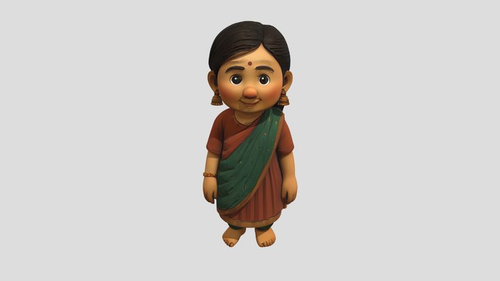 Young girl in traditional attire 3D Model