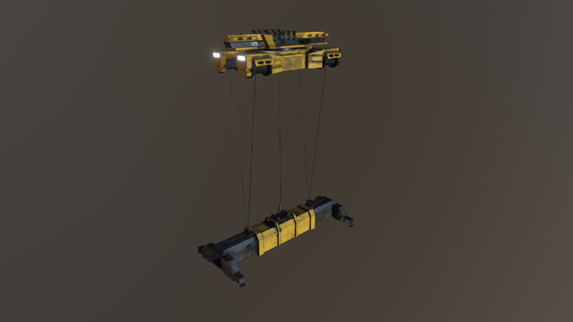 3D model Container crane - This is a 3D model of the Container crane. The 3D model is about a yellow machine with wires.