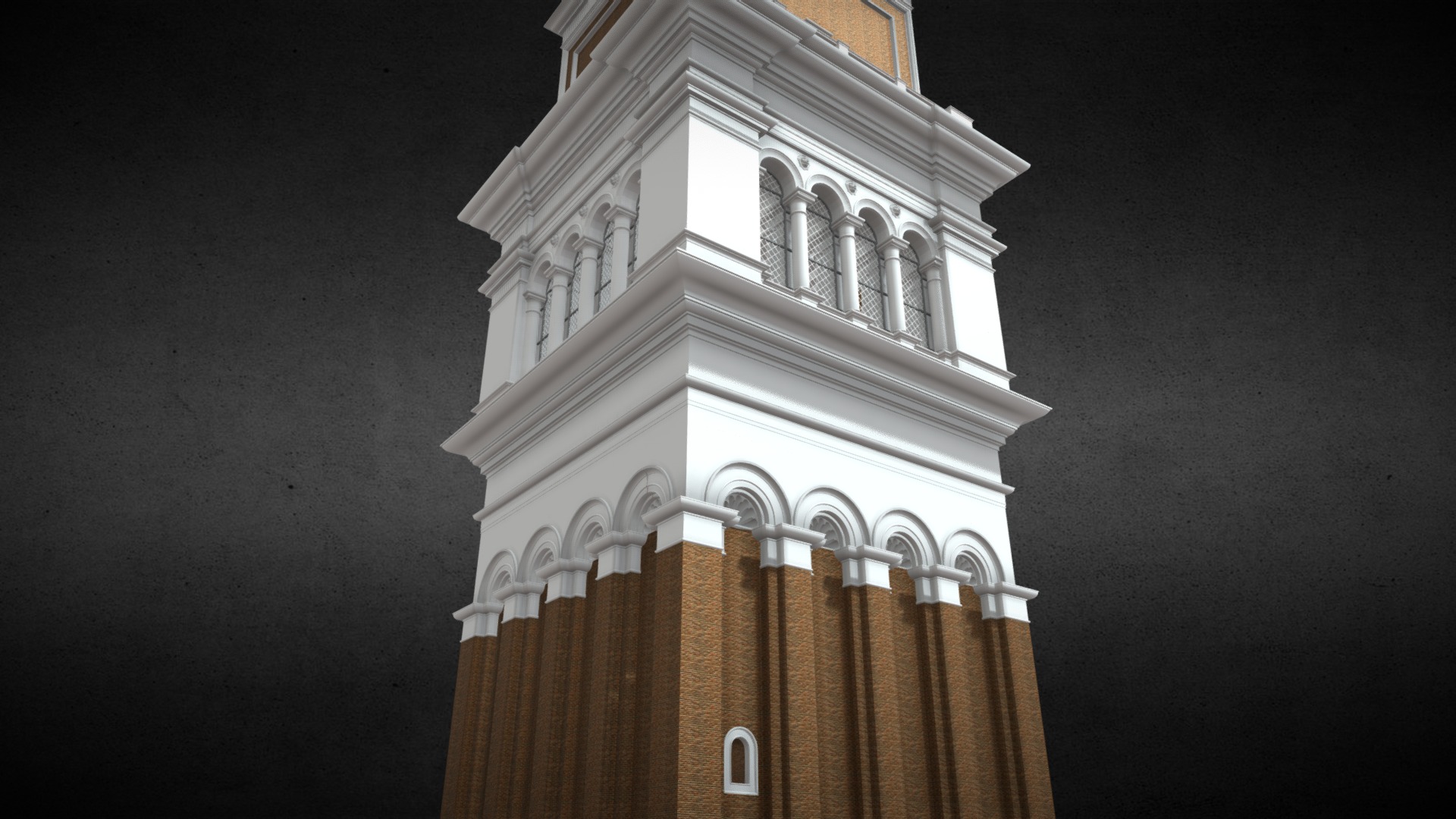 3D model St. Marc Belltower - This is a 3D model of the St. Marc Belltower. The 3D model is about a white building with a tower.