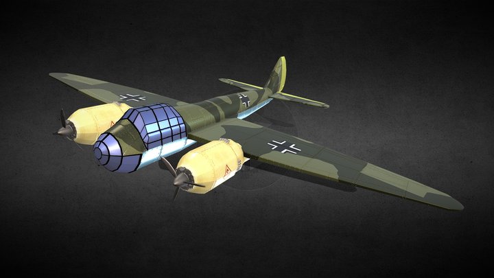 Hand Painted WW2 JU 88 Bomber 3D Model