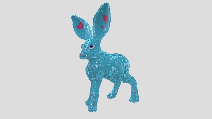 Заяц голубой 3D Model