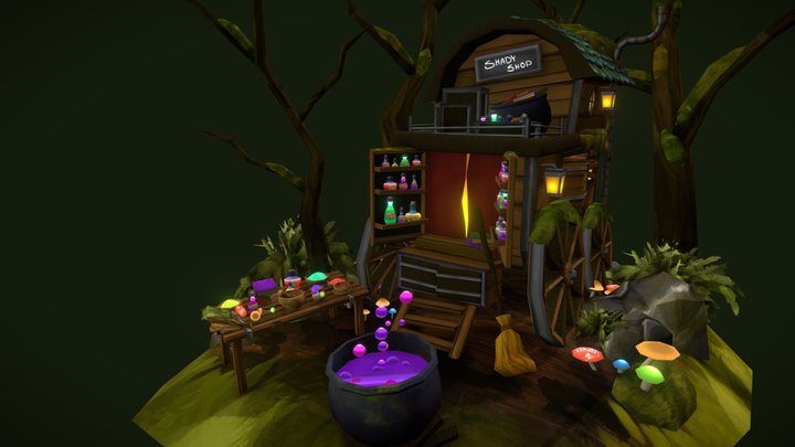 DAE Bazaar Witch's Vendor Cart 3D Model