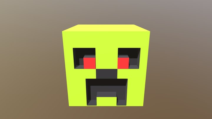 Creeper's head with red eyes 3D Model