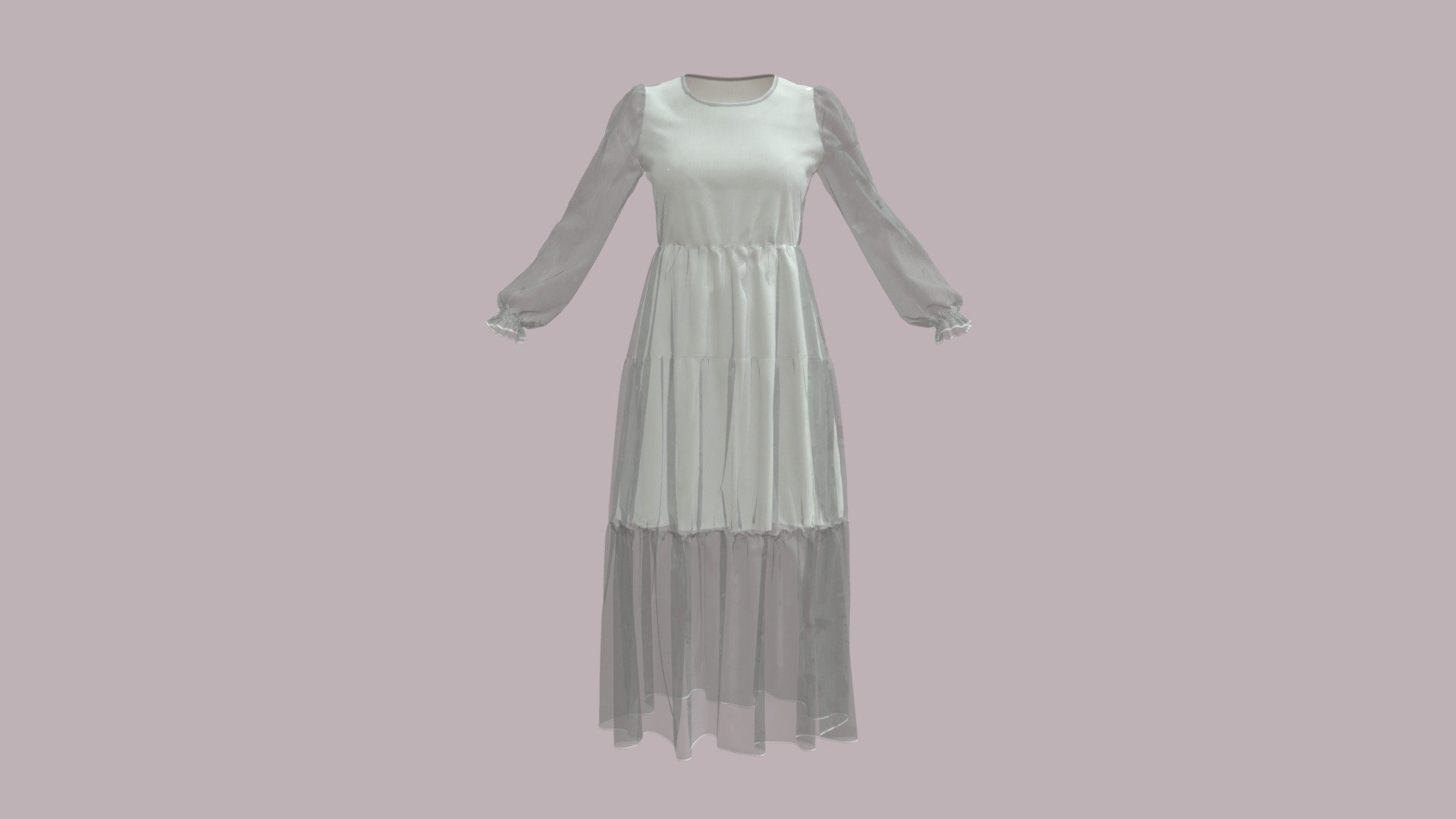 Semi-Transparent Chiffon Dress (A Pose) - 3D model by featuringbyoi ...