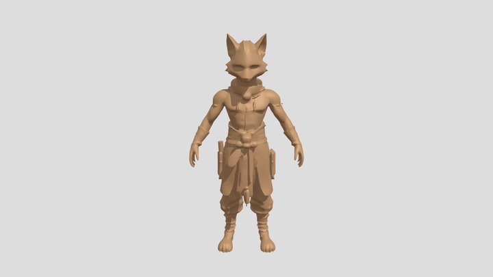 Anthropomorphic fox warrior character 3D Model