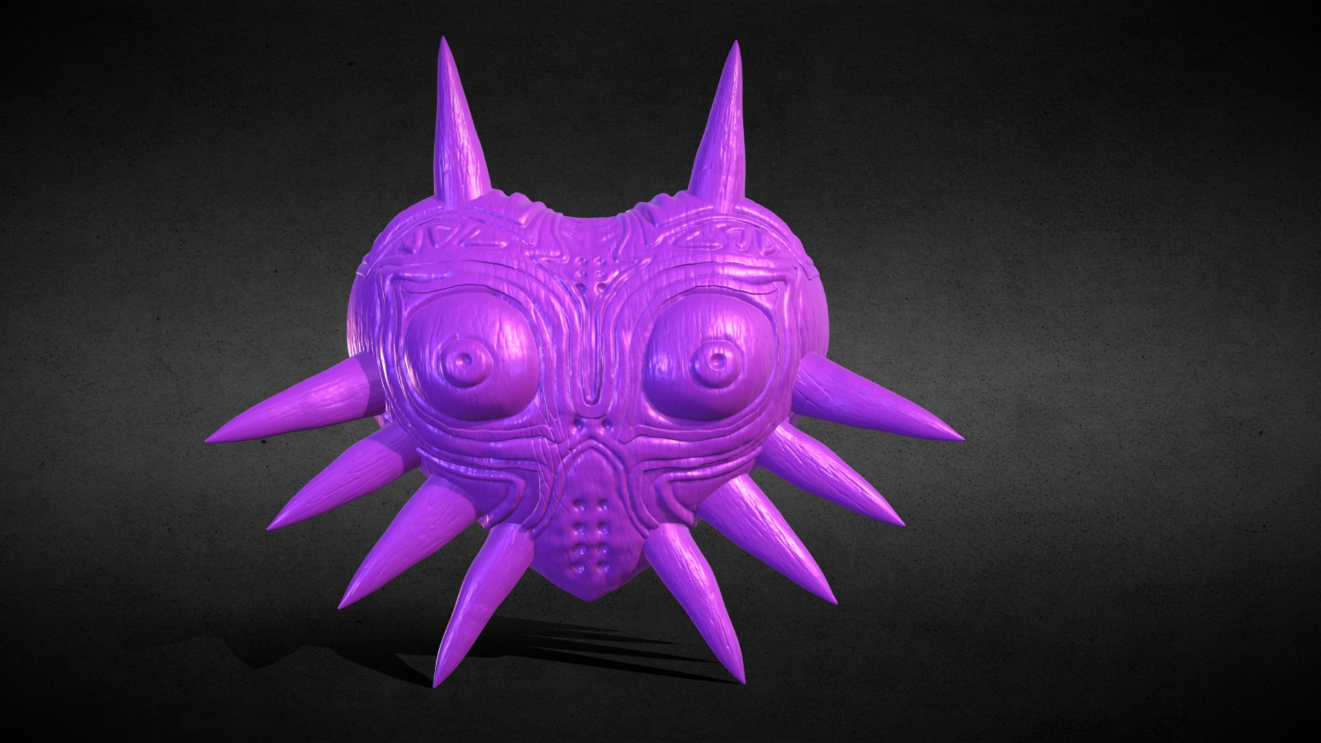 3D model Majoras Mask 3D Print - This is a 3D model of the Majoras Mask 3D Print. The 3D model is about a purple and pink toy.