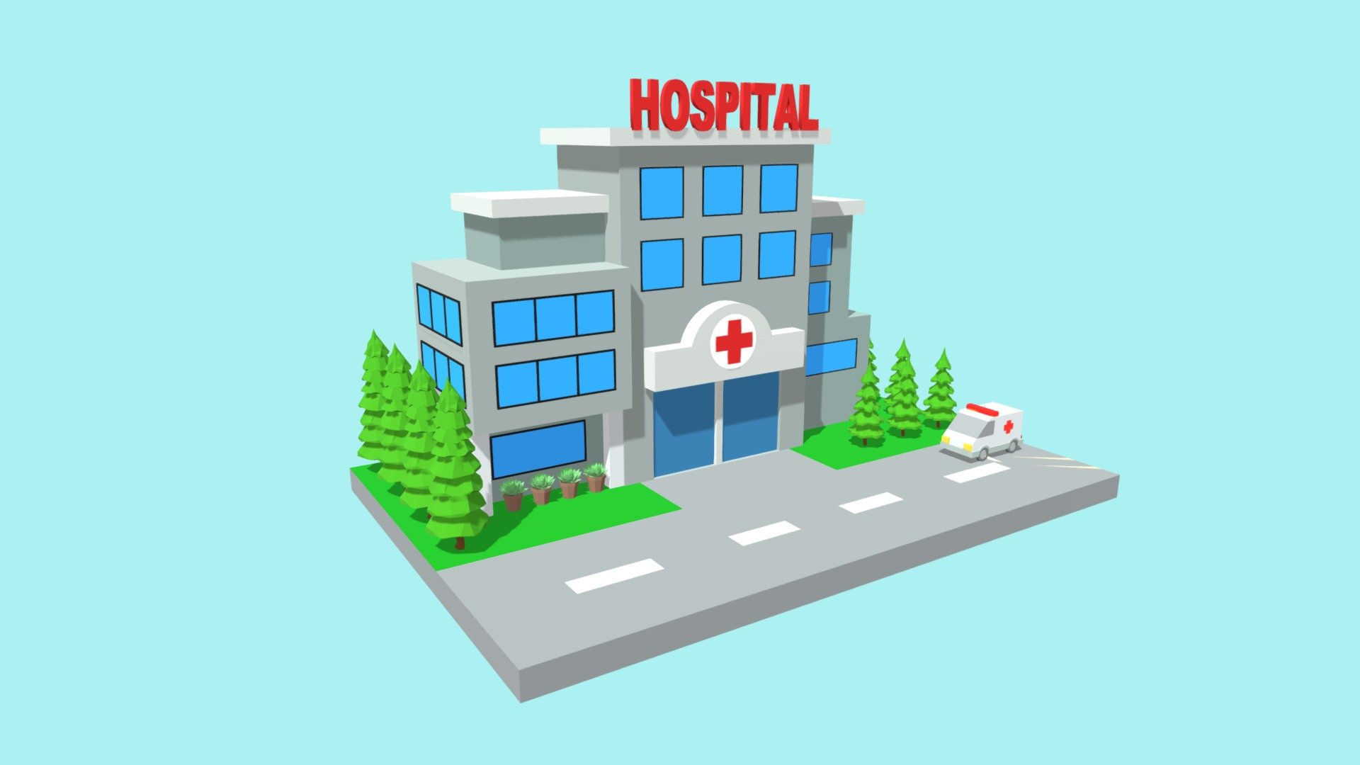 Low Poly Hospital - 3D model by mrarfeen [8cd68c7] - Sketchfab