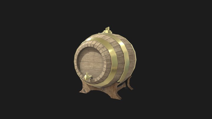 Wine Barrel 3D Model