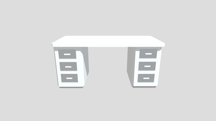 Extremely Low Poly Office Desk 3D Model