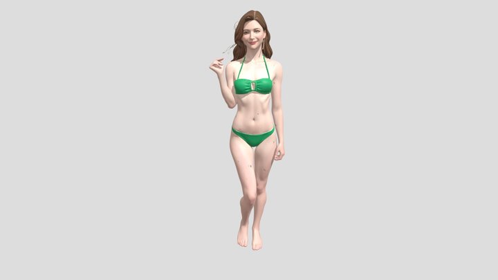 Emerald Green Bikini 3D Model