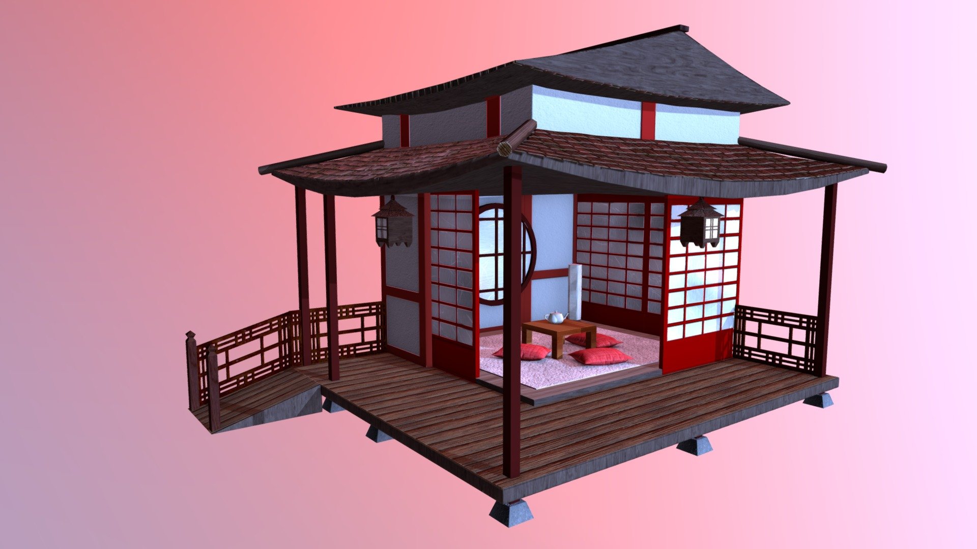 Japanese Tea House 3d Model By Helenev 8ce535b Sketchfab 1638