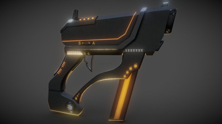 Sci-fi Pistol Lowpoly 3D Model