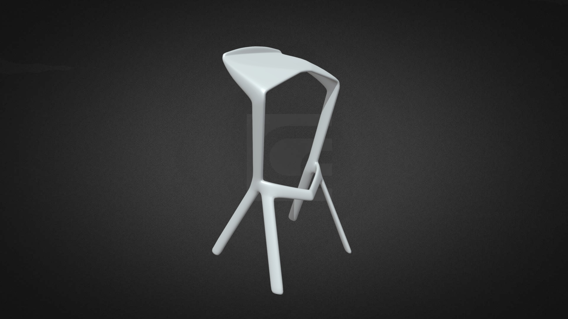 3D model Muira Style Stool Hire - This is a 3D model of the Muira Style Stool Hire. The 3D model is about a white chair with a black background.