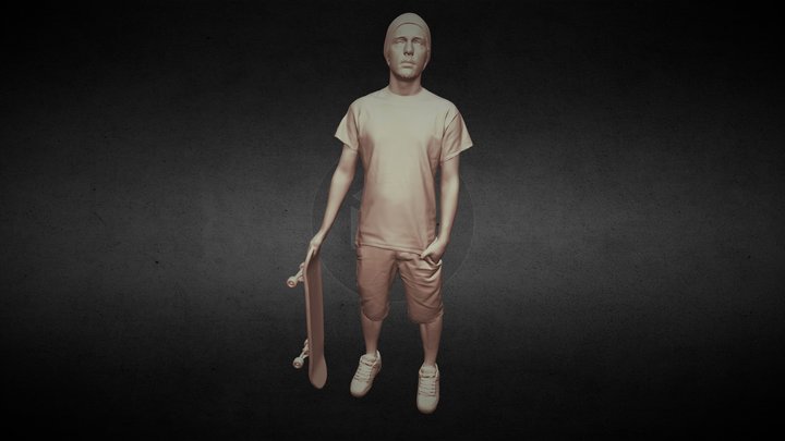 skateboarder person holding skateboard 3D Model