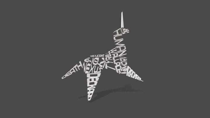 Bladerunner Word-art Unicorn 3D Model