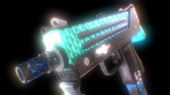 mac-10 blue csgo weapon skin 3D Model