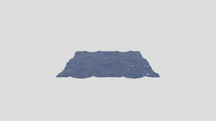 Stormy Ocean With Boat 3D Model