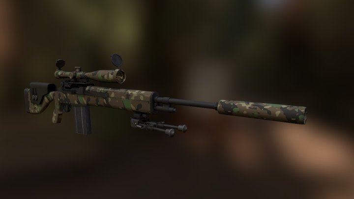 M14 DMR (Woodland camo) 3D Model