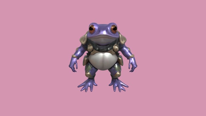 Armored anthropomorphic frog with futuristic ge 3D Model