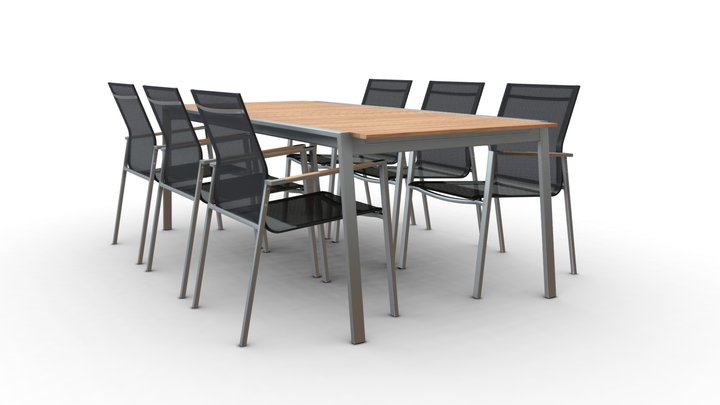 Dining Table & Chair Set 3D Model