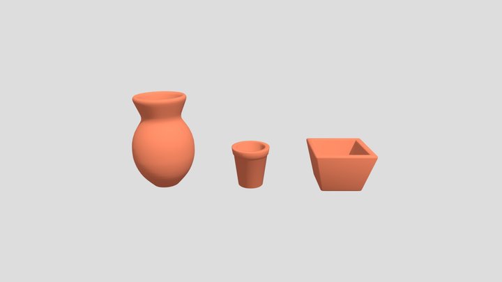 Clay flowerpots 3D Model
