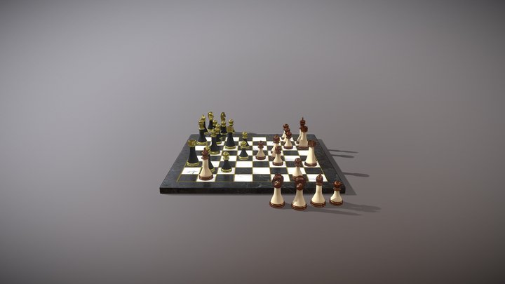 Marble Chess Set 3D Model