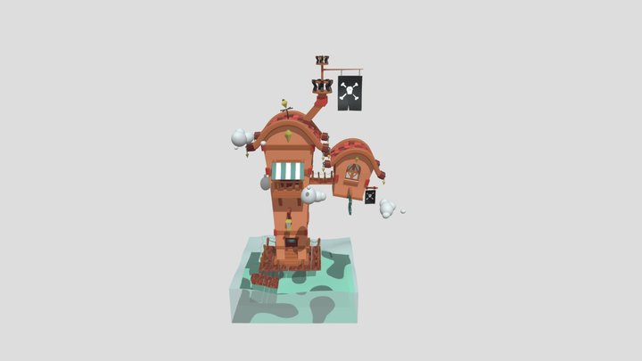 Tavern pirate cartoon 3D Model