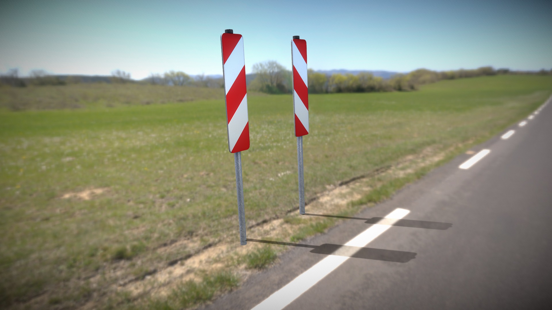3D model Leitbaken (einseitig) - This is a 3D model of the Leitbaken (einseitig). The 3D model is about a road with signs on it.