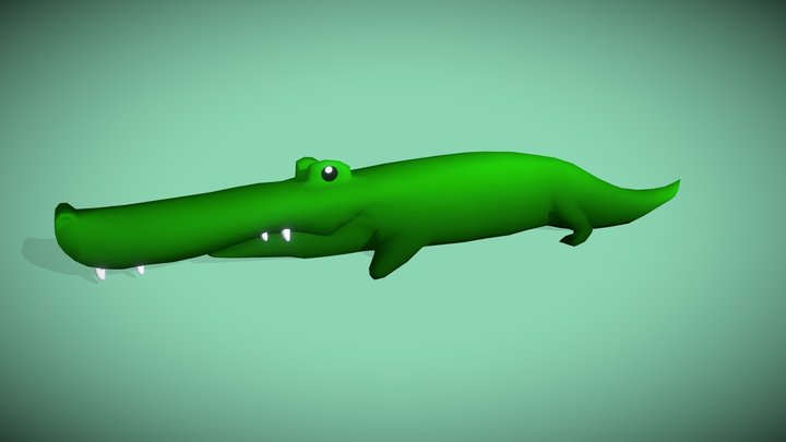 Low poly animated Cartoon Alligator 3D Model