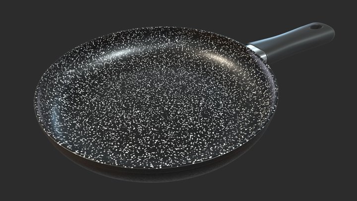 Cooking Pan with Black and White Spotty Coating 3D Model