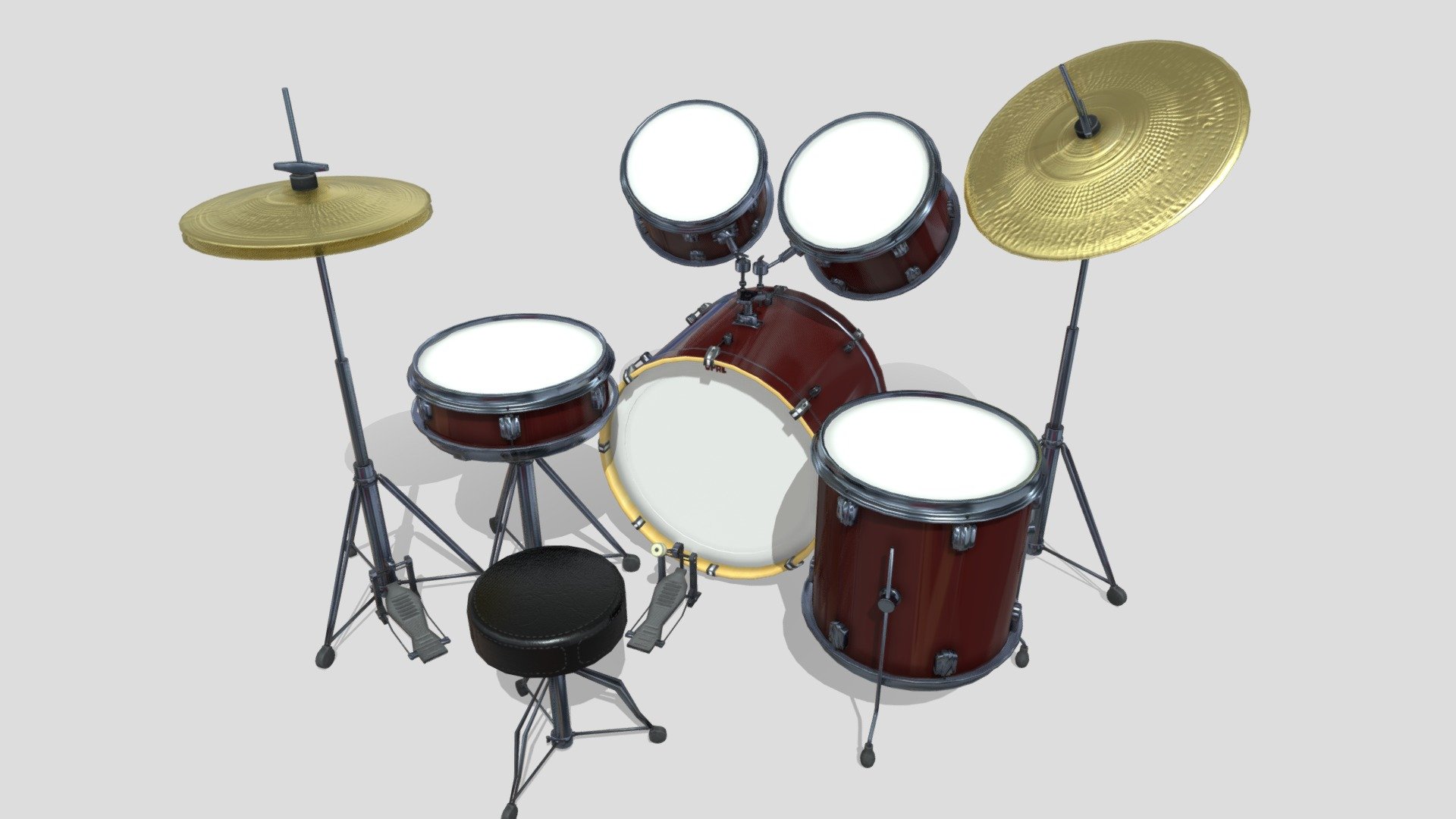 Burgundy Drum Kit by Opal 🥁 - Download Free 3D model by Glowbox 3D ...