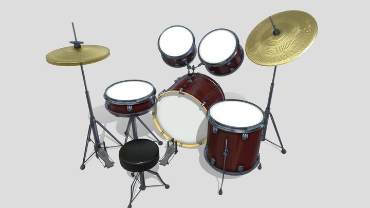 Burgundy Drum Kit by Opal 🥁 – Free 3D Model STL