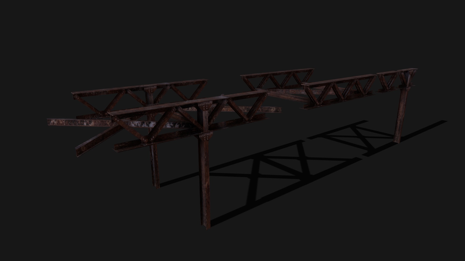 3D model Iron Structure Kit asset - This is a 3D model of the Iron Structure Kit asset. The 3D model is about a wooden frame with a metal frame.